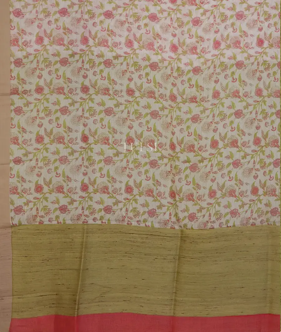 White Soft Printed Cotton Saree T4534264