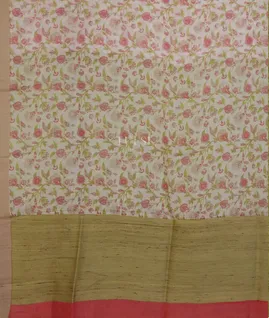 White Soft Printed Cotton Saree T4534264