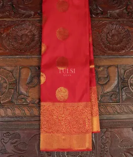 Pinkish Orange Kanjivaram Silk Saree T3747051