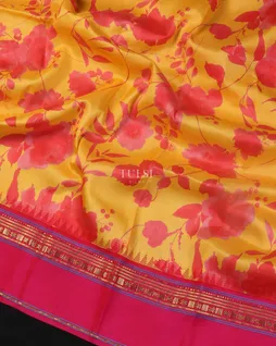 Yellow Printed Soft Silk Saree T4903234