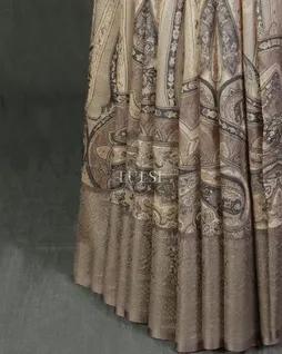 Beige Printed Banaras Kathan Silk Saree T4914894