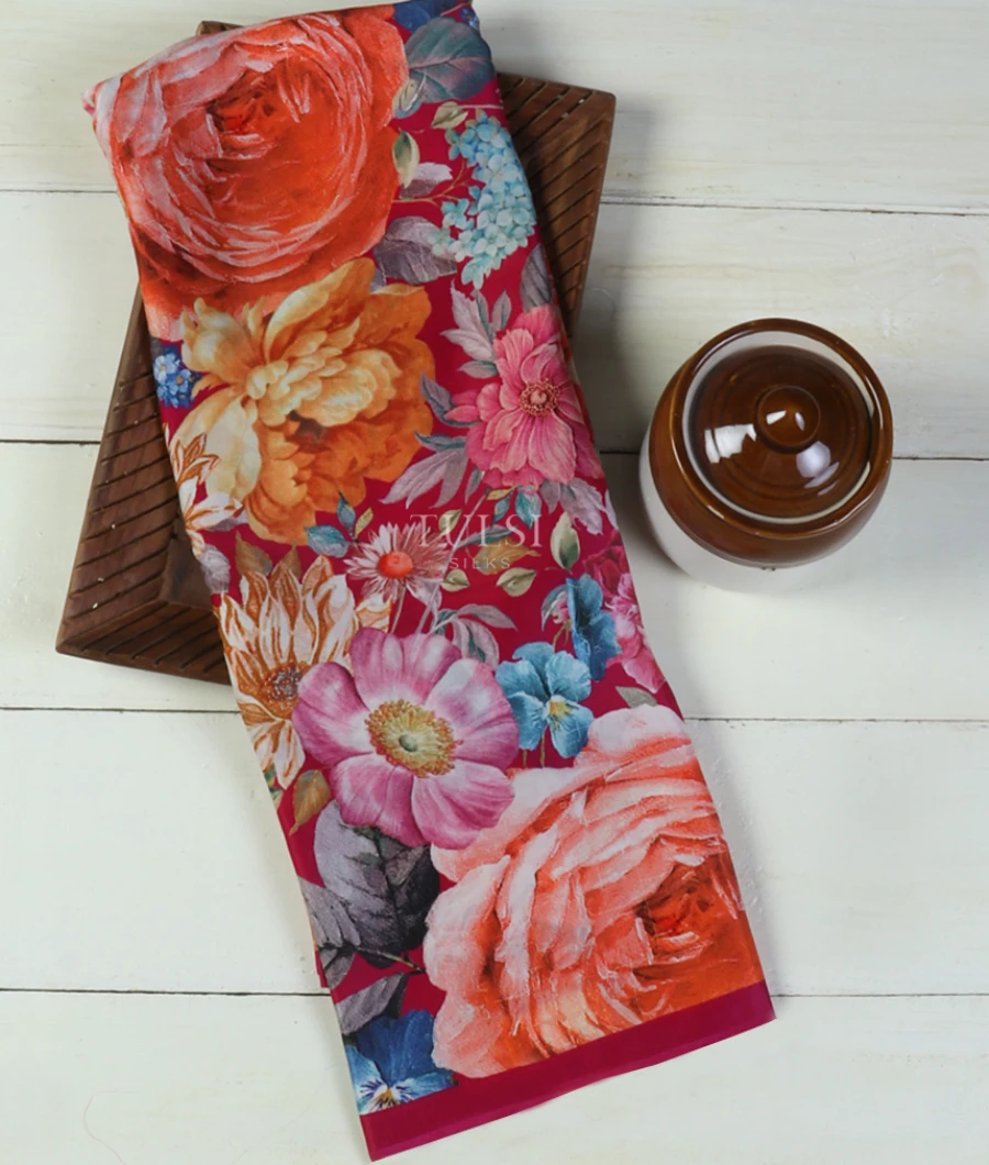 Magenta Satin Crepe Silk Saree T492751-image