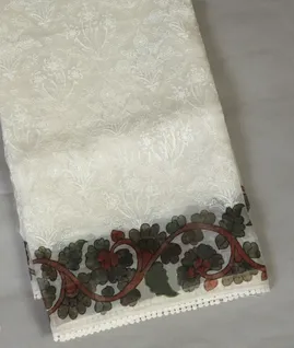 White Kora Organza Embroidery Saree T4932311
