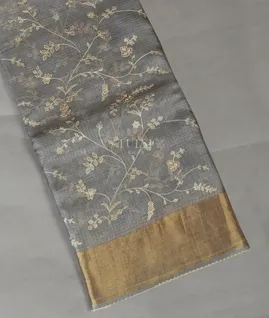 Grey Silk Kota Embroidery Saree T4944901
