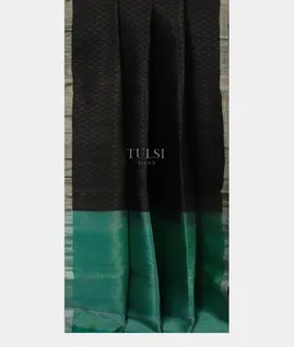 Black Woven Raw Silk Saree T4841182