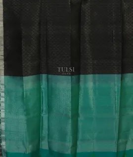 Black Woven Raw Silk Saree T4841184