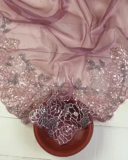 Lavender Kora Tissue Organza Embroidery Saree T4912801