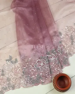 Lavender Kora Tissue Organza Embroidery Saree T4912802