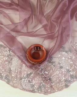 Lavender Kora Tissue Organza Embroidery Saree T4912804