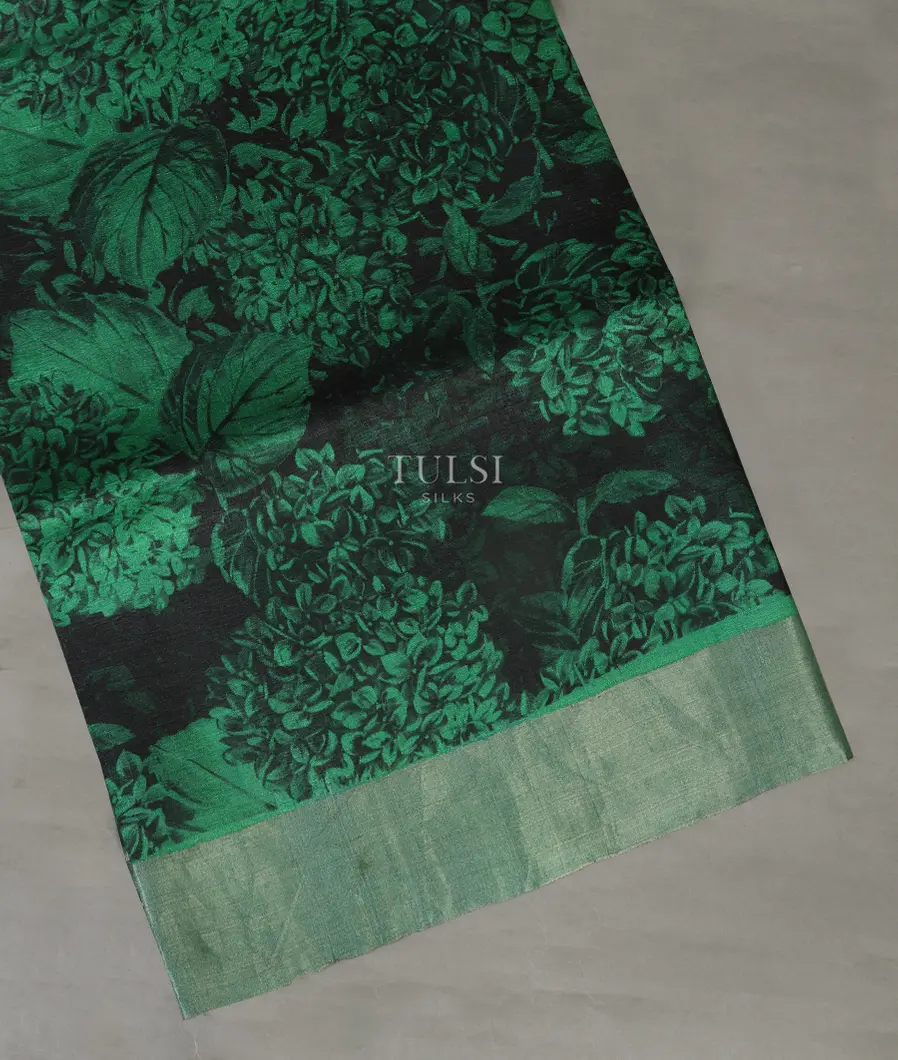 Black Tussar Printed Saree T491641-image