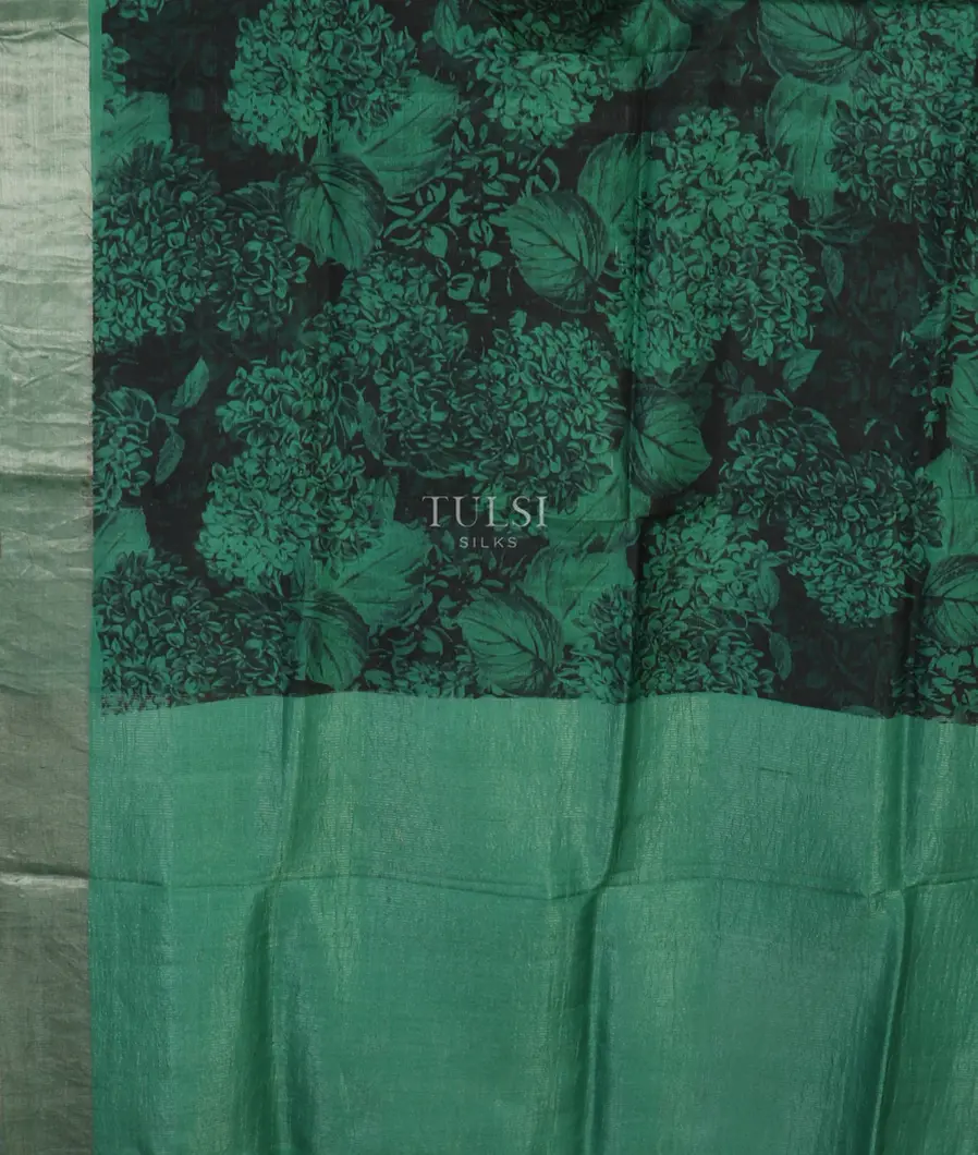 Black Tussar Printed Saree T4916414