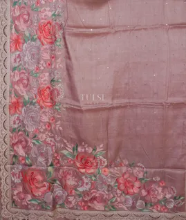 Lavender Tussar Embroidery Saree  T4917684