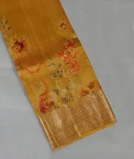 Yellow Kora Organza Printed Saree T4929191