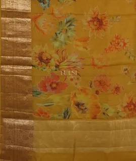 Yellow Kora Organza Printed Saree T4929194