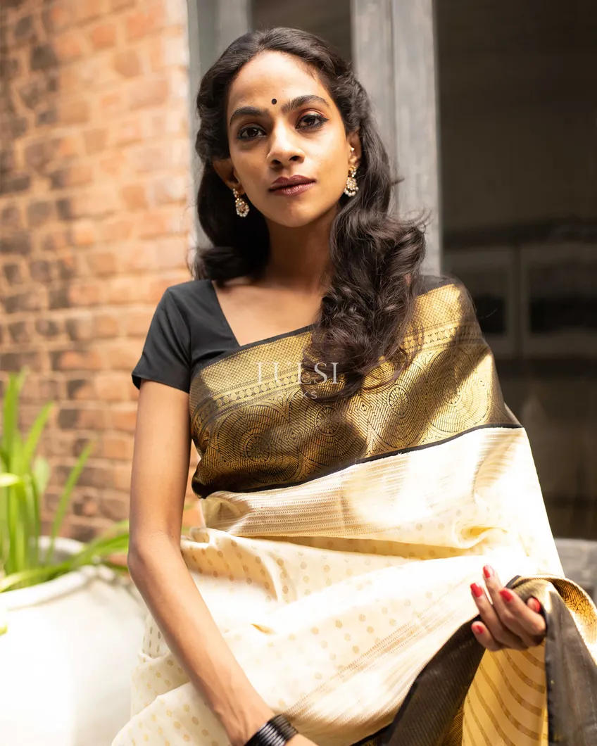 Cream Kanjivaram Silk Saree T3315406