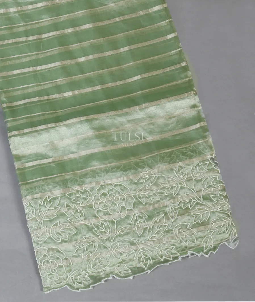 Green Tissue Kora Organza Embroidery Saree T493282-image