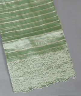 Green Tissue Kora Organza Embroidery Saree T4932821