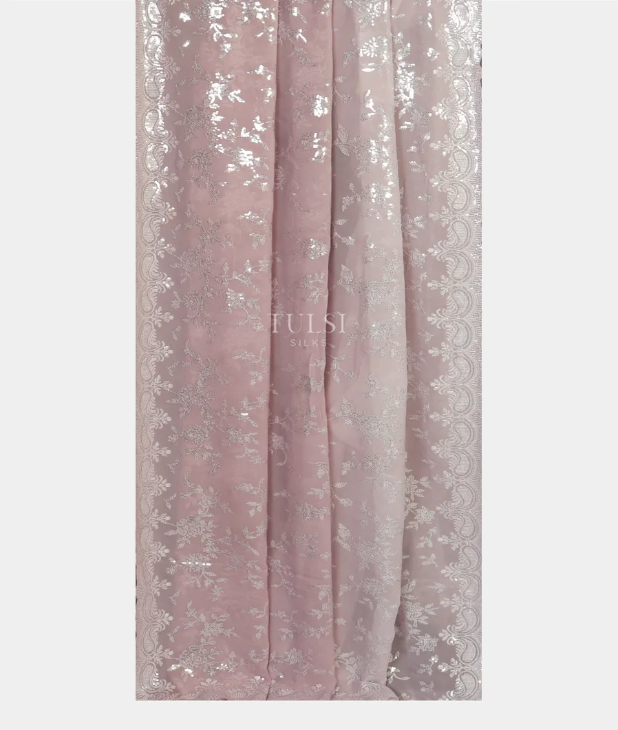 Light Lavender Georgette Silk Embroidery Saree T4919072