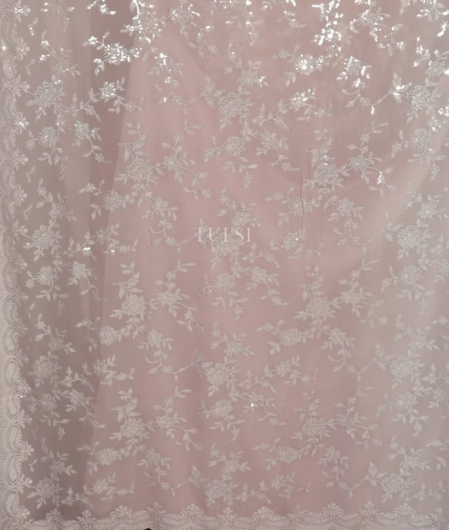 Light Lavender Georgette Silk Embroidery Saree T4919074