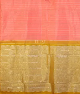Light Peach Handwoven Kanjivaram Silk Saree T4792574