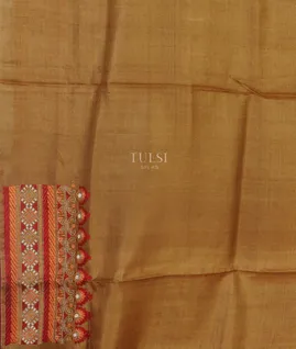 Brown Tussar Embroidery Saree T3129243
