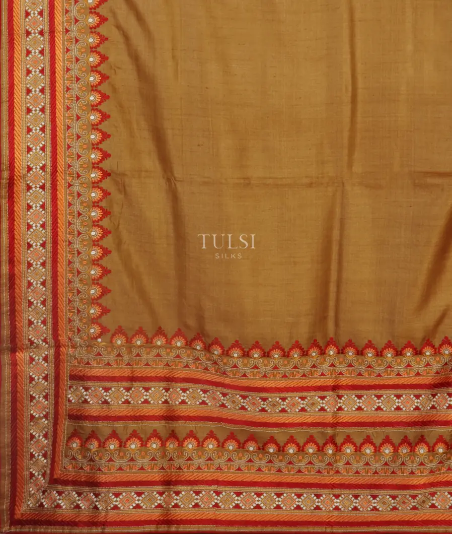 Brown Tussar Embroidery Saree T3129244