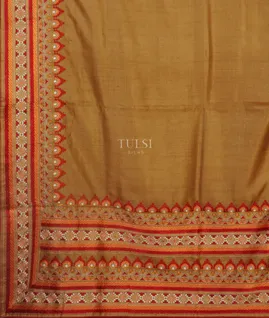 Brown Tussar Embroidery Saree T3129244