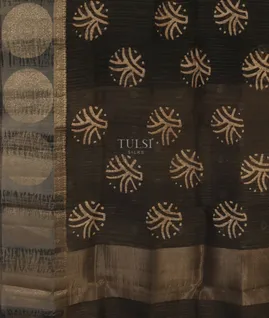 Black Kora Organza Printed Saree T4961064