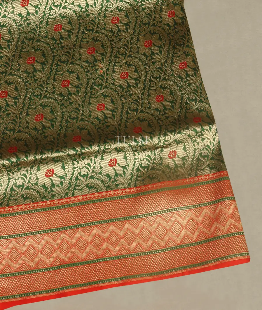 Green Banaras Silk Saree T490238-image