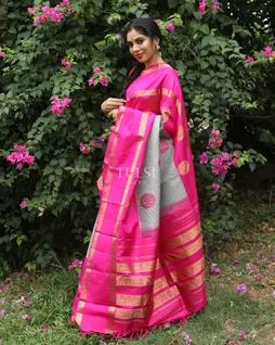 Black and White Kanjivaram Silk Saree T3063922