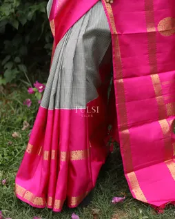 Black and White Kanjivaram Silk Saree T3063928