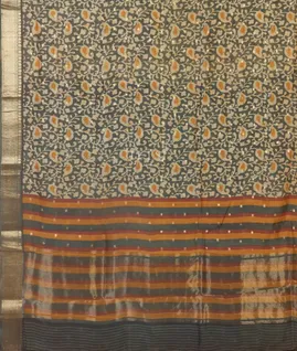 Grey  Soft Printed Cotton Saree T4961424