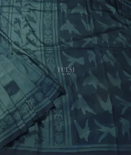 Blue Ajrakh Silk Saree T4968234