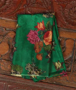 Green Hand Printed Kanjivaram Silk Blouse T4378791