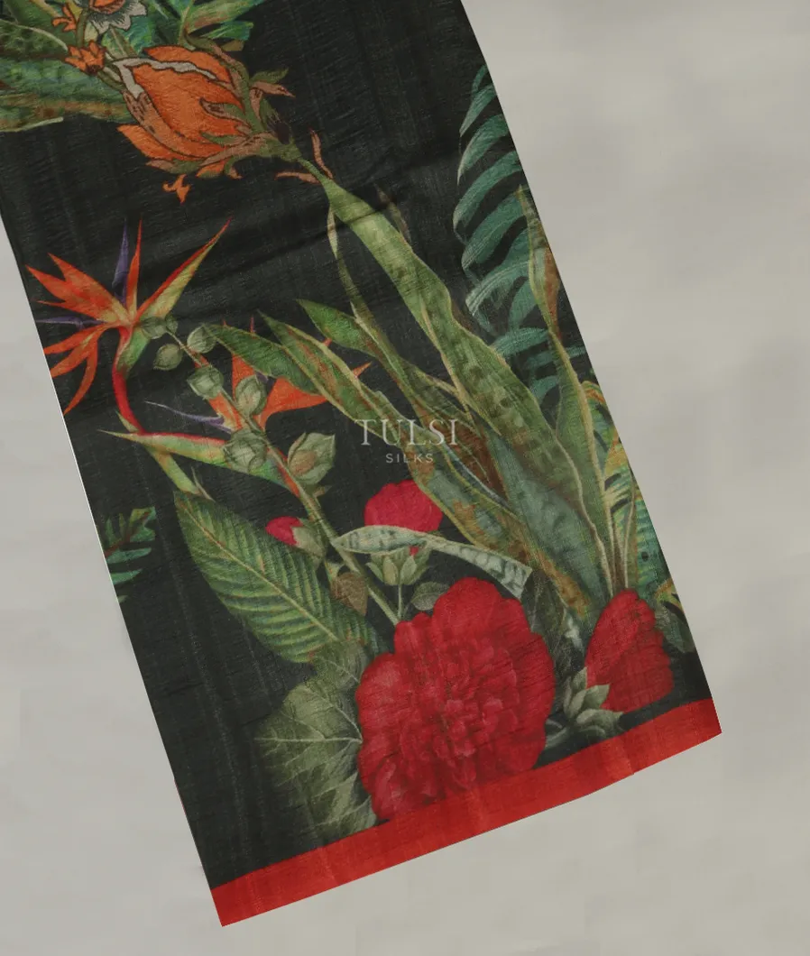 Black Tussar Printed Saree T453881-image
