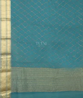 Blue Chiffon Embroidery Silk Saree T4438294