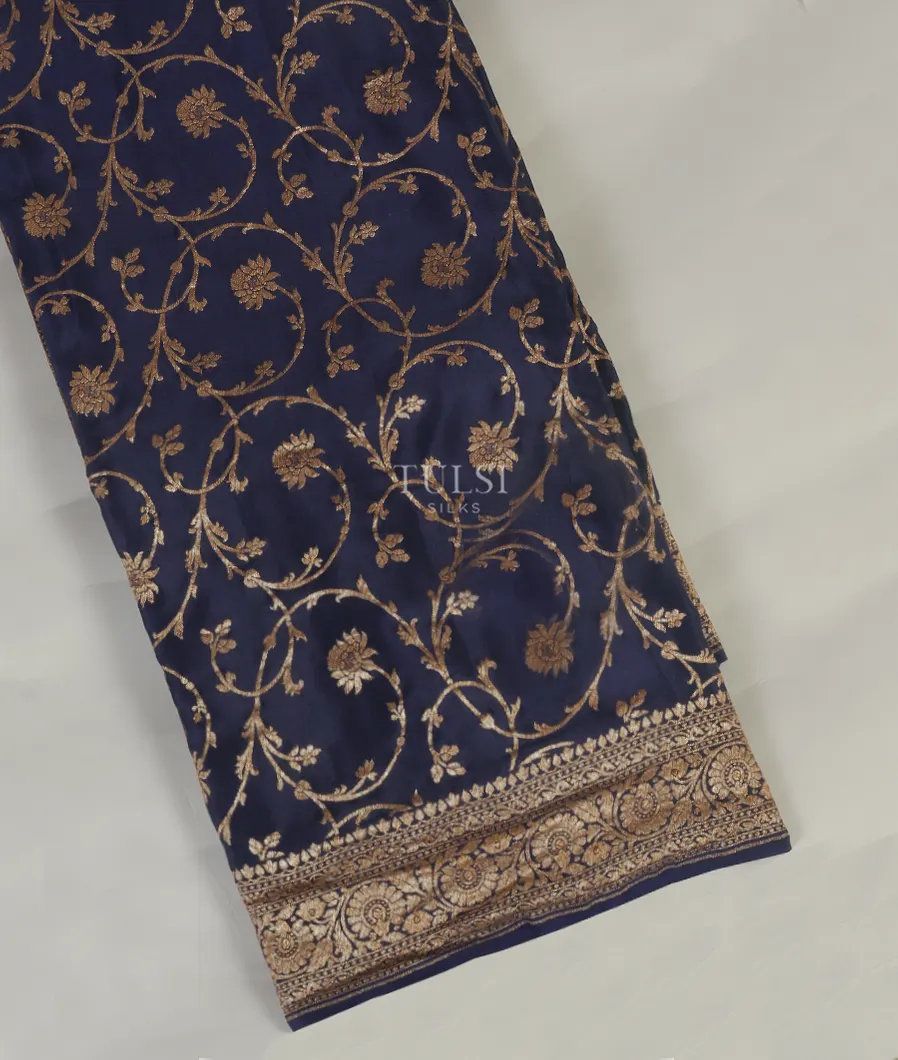 Blue Banaras Crepe Silk Saree T459638-image