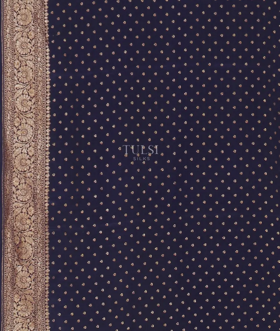 Blue Banaras Crepe Silk Saree T4596383