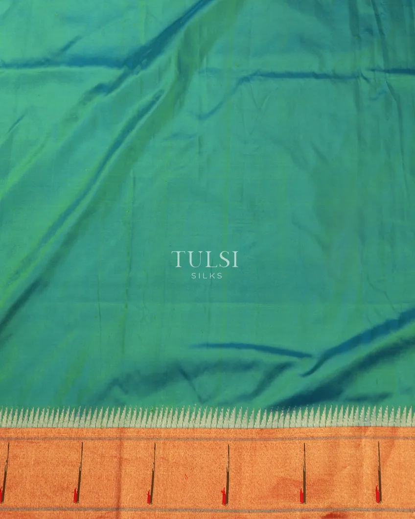 Greenish Blue Paithani Cutwork Silk Saree T4970154
