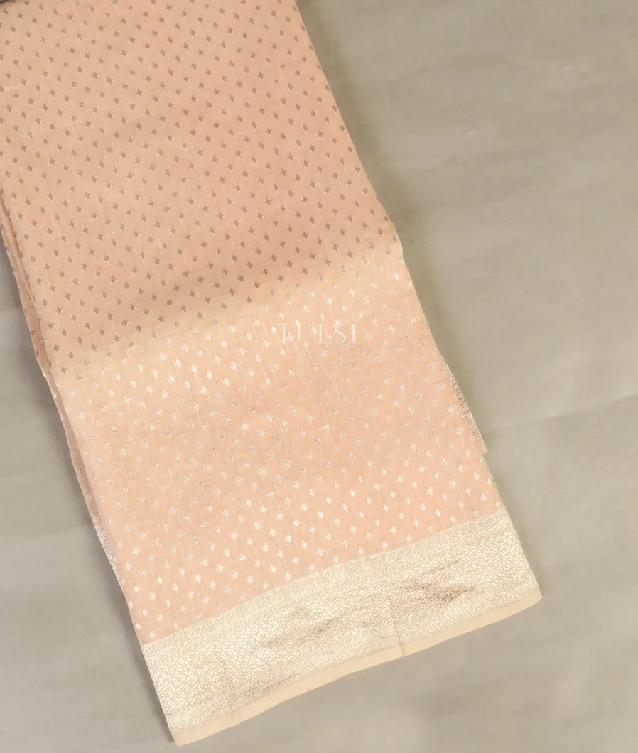 Light Peach Banaras Linen Saree T441550-image