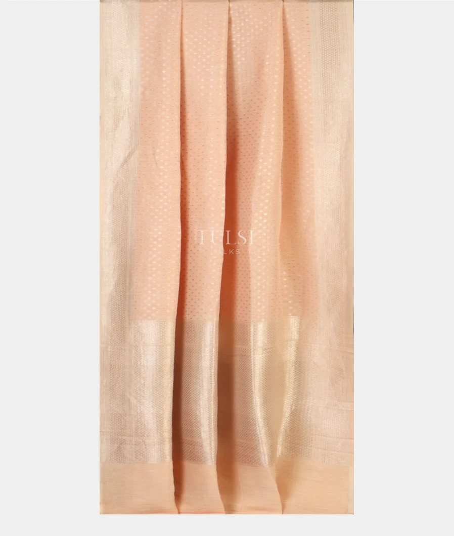 Light Peach  Banaras Linen Saree T4415502