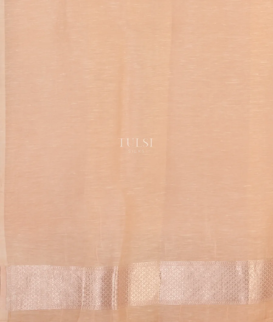 Light Peach  Banaras Linen Saree T4415503