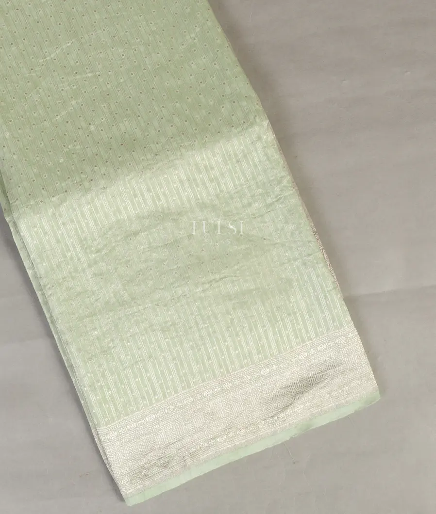 Light Green Banaras Linen Saree T458548-image