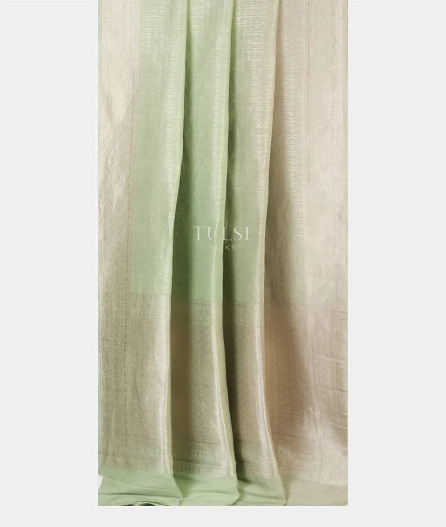 Light Green Banaras Linen Saree T4585482