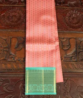 Peach Handwoven Kanjivaram Silk Pavadai T4995151
