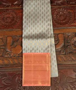 Grey Handwoven Kanjivaram Silk Pavadai T4994931