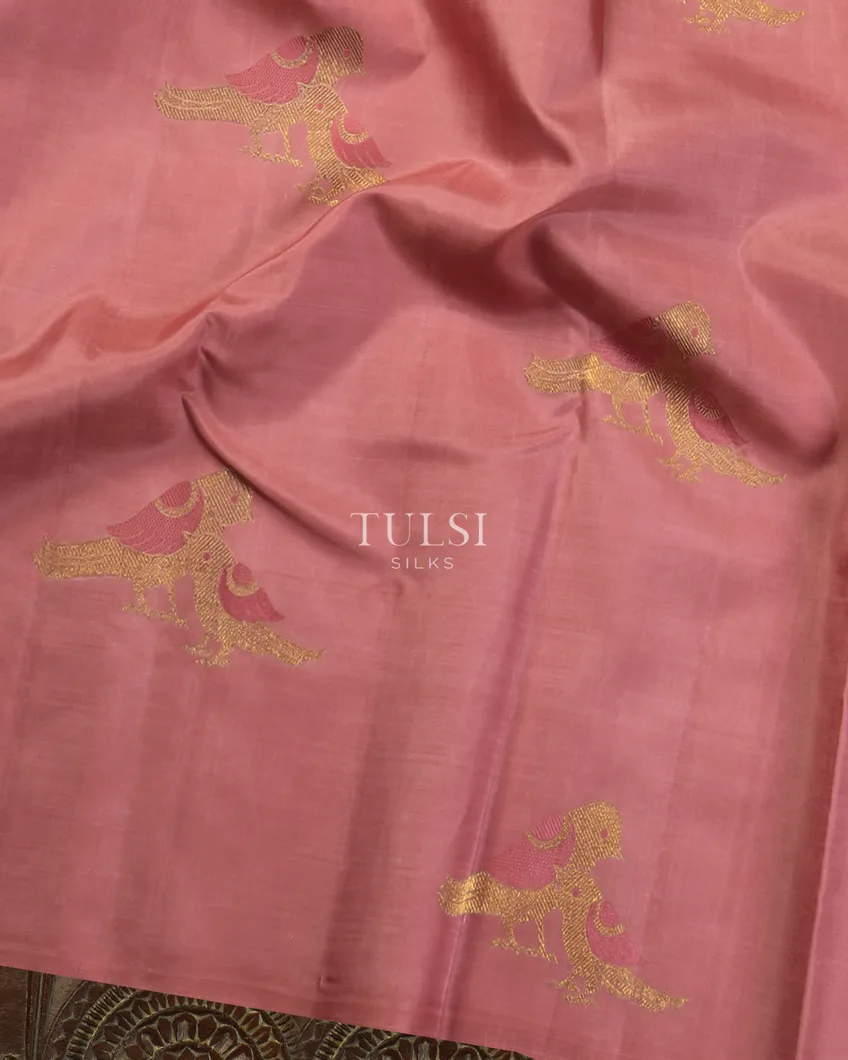 Pink Handwoven Kanjivaram Silk Saree T4603964