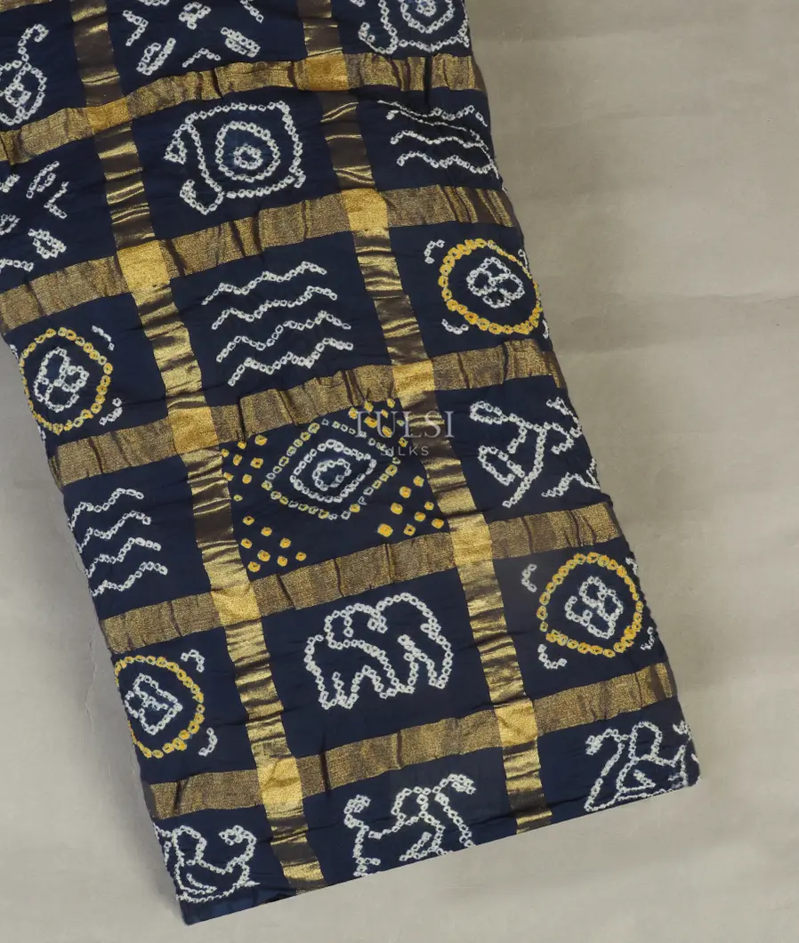 Blue Bandhani Cotton Saree T290607-image