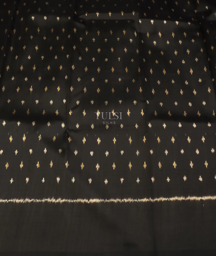 Black Ikat Silk Saree T3886453