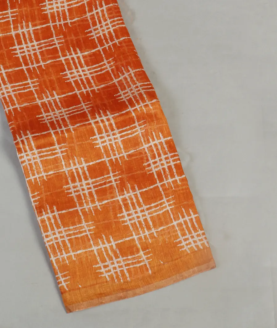 Yellow Linen Printed Saree T471528-image